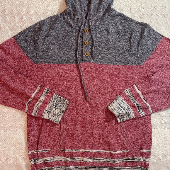 CPO Provisions (Urban Outfitters) Men’s Rd/Gra Henley Hooded Sweater - Picture 6 of 7